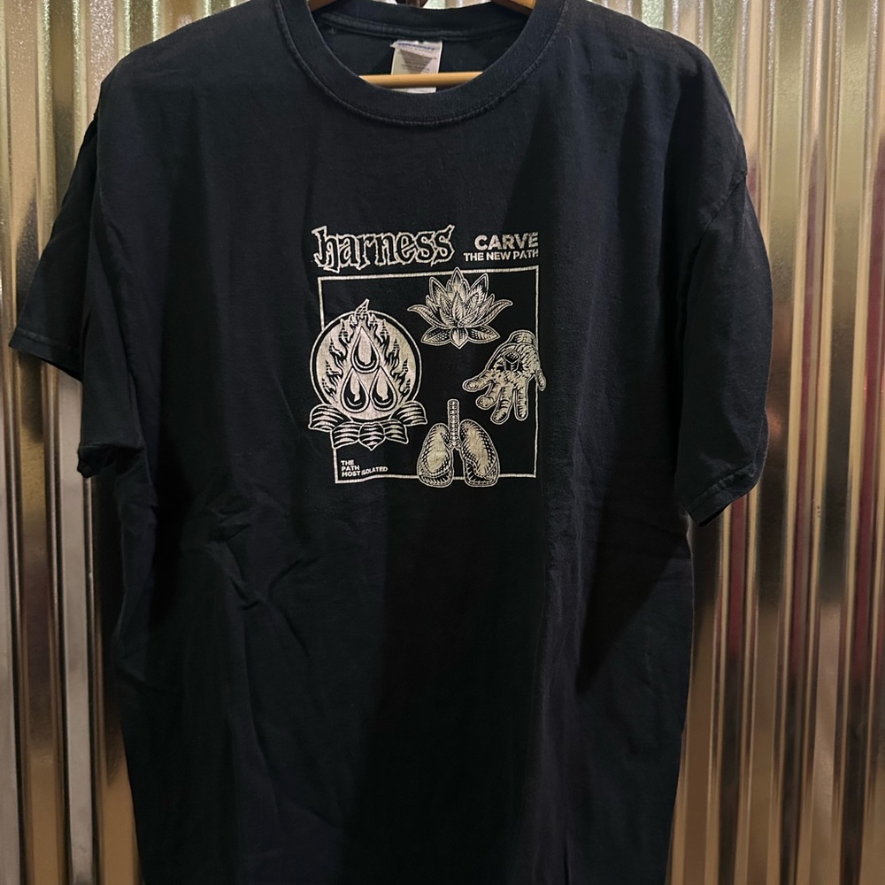 Gildan Black Graphic Tee with White Design